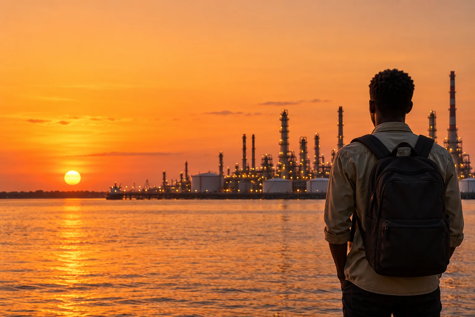 Imagem conceptual de um jovem a olhar para o futuro do sector energético